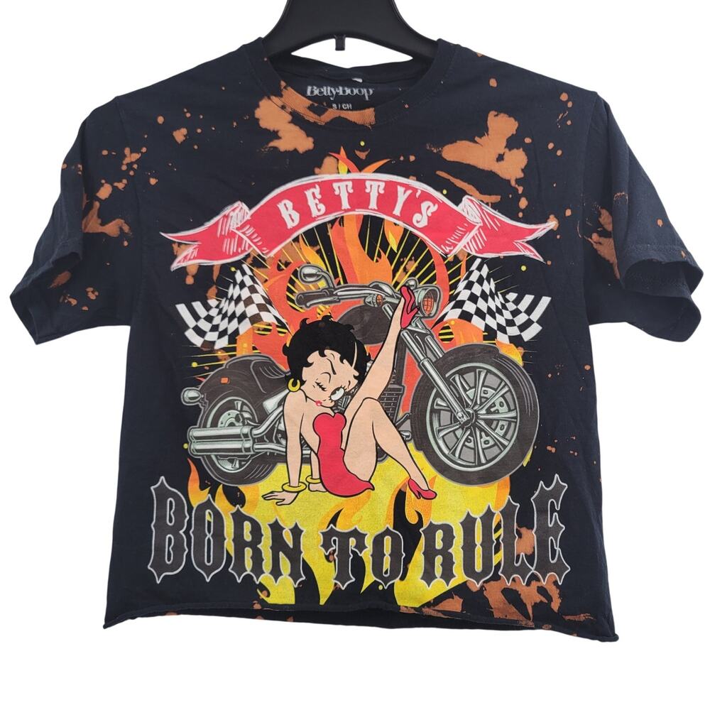 Betty Boop tie dye cropped top shirt black size S